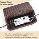 Large Cable Management Box, Handwoven Imitation Rattan Cord Organizer Cord Hider Box, Desk Cord Management Box to Hide Cords and Power Strips, Dark Brown