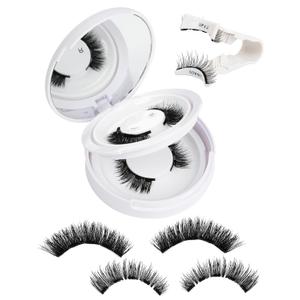 Natural Look Magnetic Eyelashes Kit - 2 Pairs Reusable Double Sided Magnetic Lashes With Applicator and Mirror, Easy To Wear And Remove, No Glue Needed Strip Lashes, Black Faux Cils by EMEDA (#02)