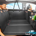 Back Seat Extender for Dogs, Hard Bottom Dog Car Seat Cover for Truck Back Seat, Dog Hammock for Car, Upgraded PU Leather Material, Larger Space, Holds 400lbs