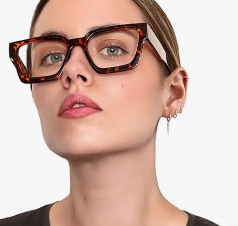 livho Oversized Blue Light Blocking Glasses for Woman  Rectangle Fashion Glasses for Computer, Chic Preppy Frame