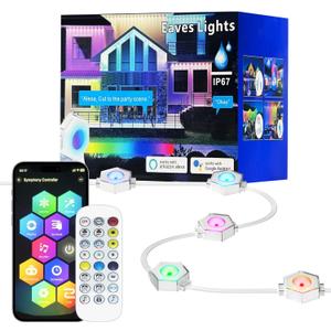 vhbw Permanent Outdoor Lights for House 50ft RGB Outdoor Soffit Lighting & Roofline Trim, Smart App & Voice Control, Waterproof Low Voltage LED, Music Sync  Permanent Christmas Lights