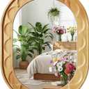 Entryway Small Mirrors for Wall, 16 x 12 Inch Bathroom Wood Mirror with Carved Wooden Frame and High-Definition Glass, Boho Wall Mirror Decorative for Bathroom, Entryway, Bedroom, Hallway