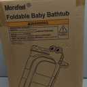 MoreFeel Collapsible Baby Bathtub for Newborn with Thermometer & 1 Hooded Towel & 1 Soft Floating Cushion,Portable Travel Bathtub with Drain Hole, Durable Foldable Baby Tubs for Infants to Toddler (Beige)