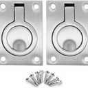 2Pcs Marine Boat Ring Hatch Pull Handle, Flush Mount Cabinet Pulls Recessed Trap Door Handle 316 Stainless Steel Hidden Furniture Pull for Deck Drawer(Small Size)
