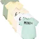 PATPAT Baby Bodysuits Supersoft Bamboo Viscose - Short Sleeve Boys and Girls - Newborn Infant Unisex Clothes Pack (0-3 Months, Mini Me)