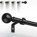 Hei! Dear Curtain Rods,Black Curtain Rod,Curtain Rods for Windows 18 to 45 Inch,5/8 Inch Small Curtain Rod for Bedroom,Adjustable Curtain Rod,Thin Window Curtain Rod,Telescoping Splicing Drapery Rods