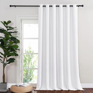 NICETOWN White Sliding Door Curtain for Bedroom, Grommet Thermal Insulated Extra Wide Solid Blackout Window Curtain & Drape for Patio Door/Living Room (1 Panel, Pure White, W80 x L90)