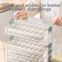 4-Layer Small Frozen Dumpling Storage with Lids, Flat Stacks Food Container Icing Cookies Wonton Donuts Box Organizer For Fridge, 1.18 Inches Net Height for Per Layer, White