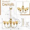 Mid Century Modern Globe Chandelier 5 Light Amber Glass Vintage Sputnik Chandeliers Gold Pendant Light Fixtures for Dining Room Kitchen Living Room Bedroom, Rod