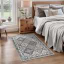 SERISSA 2x3 Washable Small Entry Rug,Soft Non Slip Indoor Boho Throw Rug for Entryway Kitchen Bedroom Dorm Bedside Front Door,Moroccan Geometric Carpet,Dark Grey