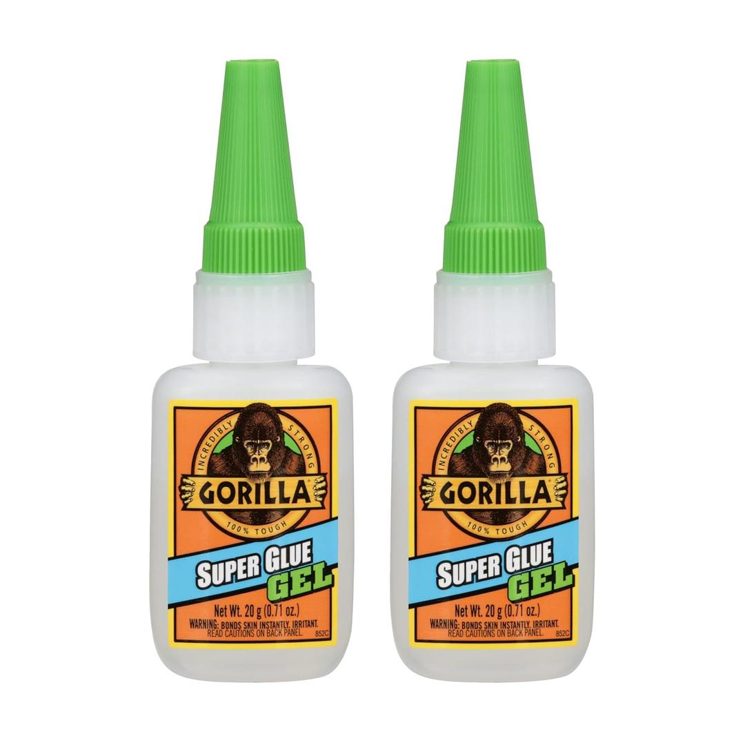 Gorilla Super Glue Gel, Clear Glue, 20 Gram (Pack of 2) - All Purpose and Fast Setting for Projects and Repairs
