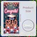 Congrats Drad Door Cover for Front Door Graduation Party Backdrop with String, Colorful Balloon & Grad Cap Graduation Door Decor for Class of 2026 Graduation Photo Booth Background(Pink Gold B)
