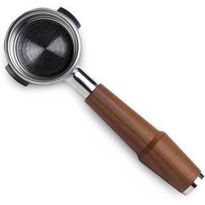 58mm Bottomless Portafilter Compatible with Breville Dual Boiler, Oracle, Oracle Jet Espresso Machines Walnut Handle 2 Ears 18-21g Double Shot Filter Basket Included