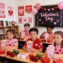 100 Pieces 16 Ounce Valentine's Day Popcorn Boxes Have a Poppin Valentine's Day Love Heart Candy Goodie Boxes Cardboard Popcorn Container for Classroom School Class Party Favor