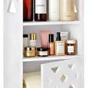 BYFU Slim Bathroom Storage Cabinet, Small Bathroom Floor Cabinet Freestanding Organizer with Door and Open Shelf for Kitchen Living Room Narrow Space (31.5" H x 9.8" W x 7.9" D)