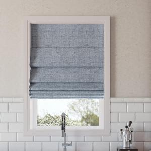 Sun Zero Seraphina Textured 100% Total Blackout Cordless Roman Shade, Blue, 23" W x 64" H