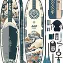 ABBOARD Inflatable Stand Up Paddle Board - Extra Wide Fishing Paddleboard with Sup Accessories Youth/Adults, Forest Green