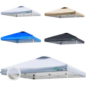 10x10 Canopy Replacement Top Cover with Air Vent,UPF 50+ UV protection,300D Silver-coated Polyester PA Waterproof flame retardant for Outdoor Garden Patio Canopies(Top Cover Only, Light Grey)