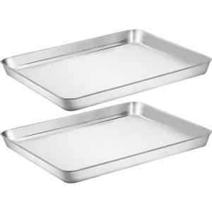 Baking Sheet Cookie Sheet Set of 2, Umite Chef Stainless Steel Baking Pans Tray Professional 18 inch, Non Toxic & Healthy, Mirror Finish & Rust Free, Easy Clean & Dishwasher Safe