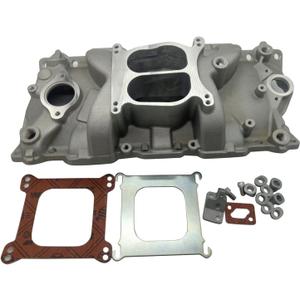 1 PC SHLPDFM Satin aluminum Intake Manifold 180Dual Plane Intake Manifold Compatible with 1957-1995 Small Block Chevy SBC 283 327 350 Idle-5500RPM Manifold