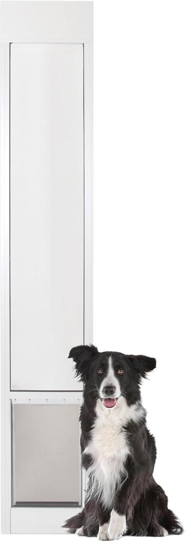 PetSafe Doggy Door for Sliding Glass Doors, Adjustable Height 75 7/8" to 81", No-Cut DIY Install, Aluminum Panel, Ideal for Renters, for Large Dogs Up to 100 lb., (White, Large) 