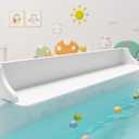 3-Ft Bathtub Splash Guard PlayPad with Strong Suction Cups, Toy Tray Caddy Holder Storage, No-Leak, Mess-Free Bath Time for Kids, White