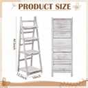 Sintuff White Wooden 4-tier Foldable Ladder Shelf, Sturdy Dessert & Snack Display Stand for Birthday Party & Wedding, Indoor Stand Corner Storage Bookshelf, Rustic Storage Rack, No Tool Assembly