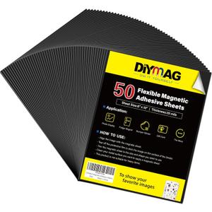 DIYMAG Magnetic Adhesive Sheets, |8" x 10"|, 50 Pack Magnetic Sheets with Adhesive Backing, Flexible Magnet Sheets for Crafts, Photos and Die Storage, Easy Peel and Stick, Easy to Cut into Any Size