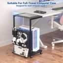 Computer Tower Stand with Pegboard Organizer, Height Adjustable 2-Tier PC Tower Shelf for Floor with Accessories, CPU Holder Cart with Locking Wheels for Most PC Gaming Home Office, 24.2-29.5"