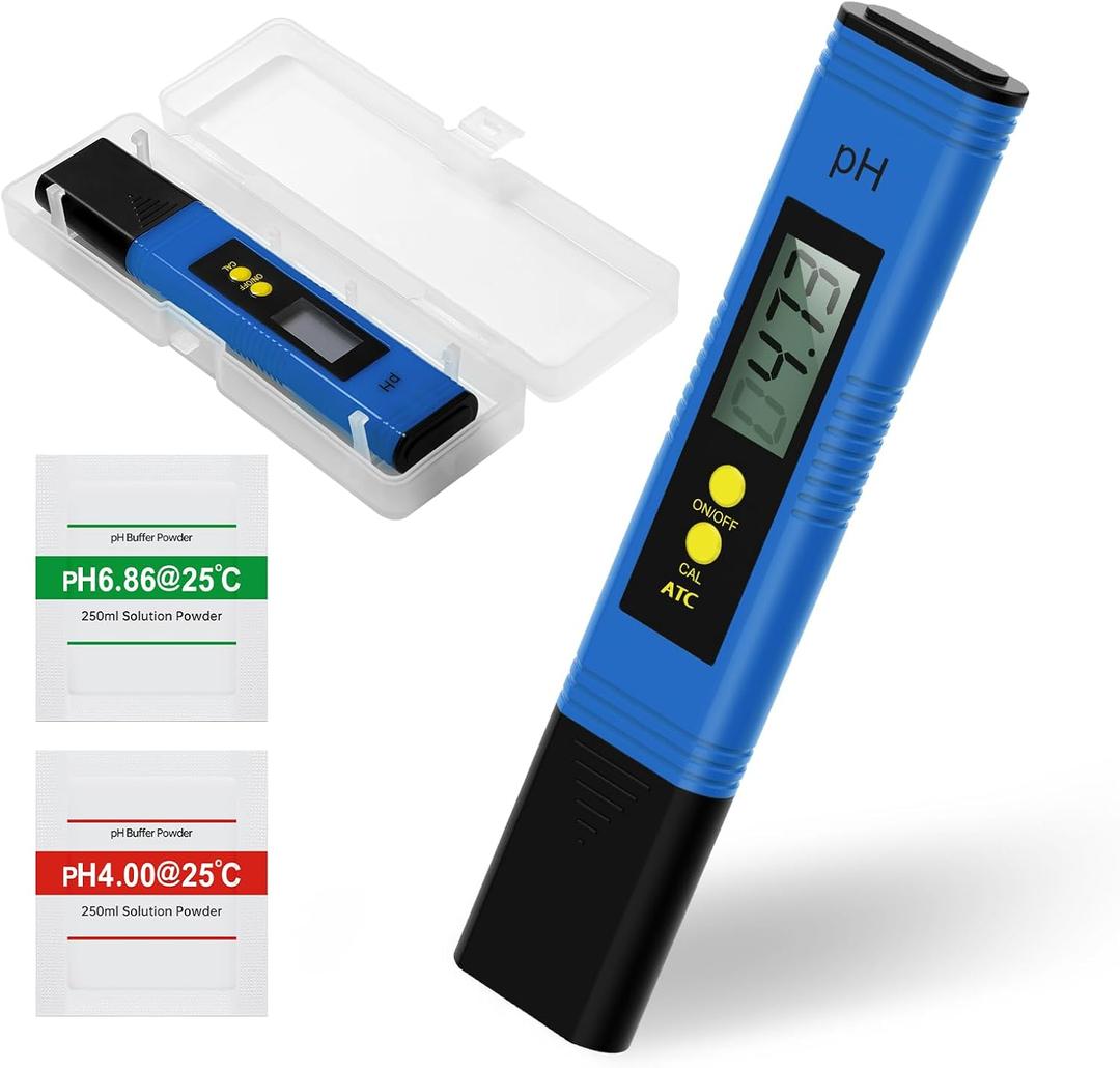 Digital pH Meter for Water, 0.01pH High Accuracy Tester Pen, 0-14 Measurement Range, Auto Calibration & LCD Display, Pocket-Size for Drinking Water, Pool, Aquarium & Hydroponics, Waterproof Design Bl