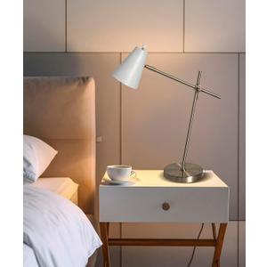 HarvestLand HaloBar Brass Desk Lamp Home Office White Industrial Table Lamp with Solid Base for Office, Reading Lamps for Bedside Table, Study and Reading Task Lamp, Gifts for Adults