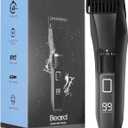 Men's Beard Trimmer, 20 Length Adjustable, IPX7 Waterproof Cordless Hair Clipper, Stainless Steel T-Blade for Precision Facial Hair Trimming for Men, LED Display(Black)