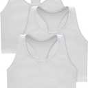 Hanes Light Workout, 3-Pack, Stretch-Cotton Cropped Yoga Tank Tops for Women with Built-in Bra (Large, White/White/White)