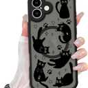 Cute Magnetic Case for iPhone 17 Case [ Compatible with MagSafe ] with Black Cats Cat Pattern Design for Women Girls Boys, Soft Bumper Hard Back Kawaii Animal Protective Phone Cover (iPhone 17 (6.3 inch))