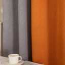 F-CHU Burnt Orange Curtains for Living Room Grey and Orange Patchwork Curtains Thermal Insulated Room Darkening Window Drapes for Bedroom Grommet 90 inch Long 2 Panels