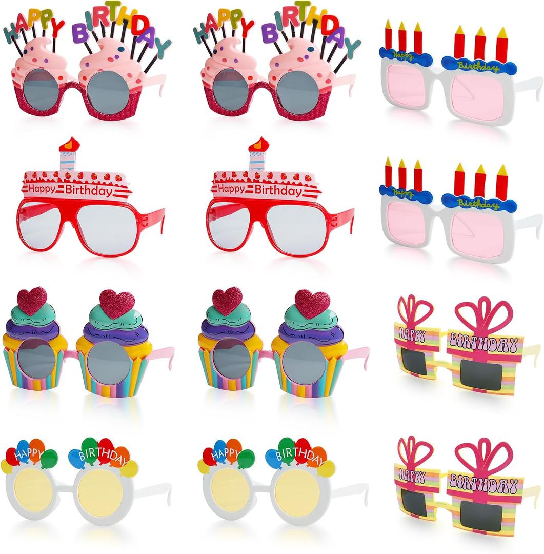 Funny Sunglasses & Costume Masks for Birthday Parties, Multi-Shaped Novelty Shades to Add Humor to Any Festivity