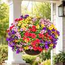 Artificial Flowers for Outdoors, 8 Bundles Faux Silk Spring Flowers for Outside for Planter Front Door Porch Yard Patio Window Box Home Decor