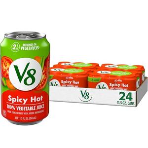 V8 Spicy Hot 100% Vegetable Juice, 11.5 fl oz Can (24 Pack), Best By: 10 2027
