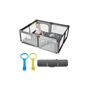 Baby Playpen,71"x59" Extra Large Baby Playard, Playpen for Babies with Gate, 0-6 to 12 Months Baby Activity Center, Sturdy Safety Playpen with Soft Mesh,Playpen for Toddlers(Gray)