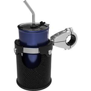 LEXIN LX-C3 Motorcycle Cup Holder with 360swivel ball-Mount, Large Boat Drink Holder with Basket, Metal Handlebar Mount for Motorcycle Passenger/ATV/Scotter/Harley, Fits Handlebar 7/8'' to 1 1/4''
