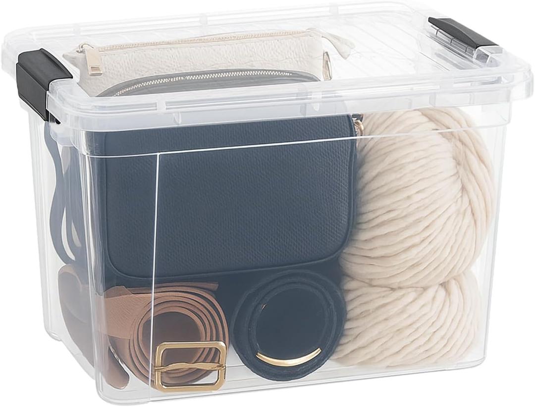 Superio Clear Storage Box with Lid, 8.7 Quart Plastic Container Bins for Organizing, Stackable Crates, BPA Free, Non Toxic, Odor Free, Organizers for Home, Office, School, and Dorm