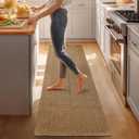 Bathroom Runner Rug,2x6 ft Hallway Runner,Braided Style Kitchen Runner Rugs,Faux Jute Rug with Rubber Backing,Machine Washable Neutral Entryway Runner Non Slip,Tan Brown