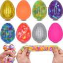 8 Pack Easter Eggs Squeeze Toys Stress Balls Squishy Toys for Kids Boys Girls Easter Egg Hunt Easter Basket Stuffers Egg Fillers Party Favors Gifts