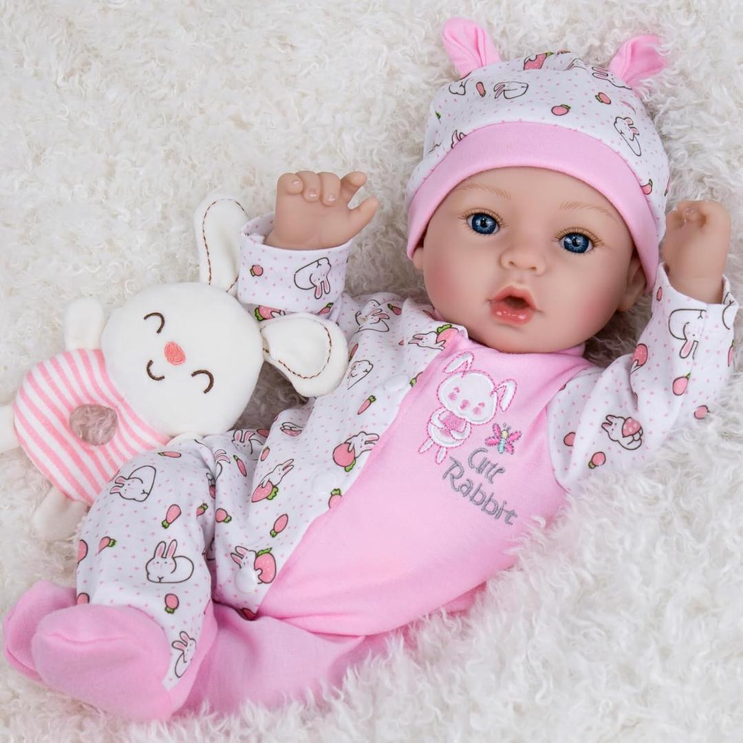 Aori Lifelike Reborn Baby Dolls - 18'' Realistic Newborn Girl Handmade Baby Doll with Pink Outfit & Birth Certificate - Weighted Body for Role Play, Gift for Kids Ages 3+