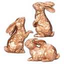 GoGnome Handcrafted Resin Golden Bunny Figurines - Set of 3 Easter Decorations - Easter Decor Rustic Bronze Finish - Home Décor Accents (Gold)