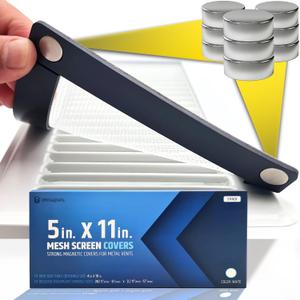 Powerful Magnetic Vent Screen Mesh Covers (3-Pack) That Will Never Move or Fall - for Floor, Wall & Ceiling Registers of Width 5" to 6", Length 11" to 12" - Super Strong Neodymium Magnets | White