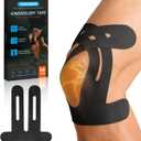 Pre-Shaped Kinesiology Tape for Knees - 14Pcs Waterproof Knee Tape for Knee Pain Relief, Knee Support - Elastic & Breathable Athletic Tape for Running, Hiking, Squats, Sports (Black)