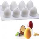 OCPO KITCHEN Easter Egg Silicone Mold for Baking Chocolate Easter Eggs, Mousse Cake, Jello, CheeseCake, Ice Cream, Dessert, Cake Decoration Mold (8-Cavity)