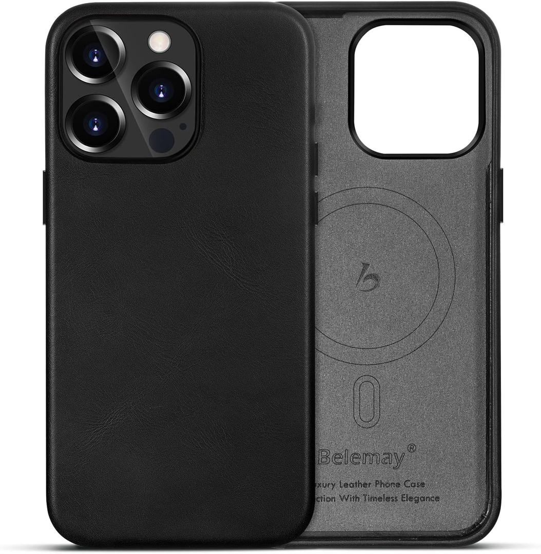 Apple - iPhone 12/12 Pro Leather Case with MagSafe - Black