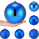 Wettarn 6 Pieces Large 6" Christmas Balls Christmas Tree Decoration Ornaments Shatterproof Balls for Birthday Easter Valentine Wedding Decorations 4th of July Memorial Day(Blue Mix)